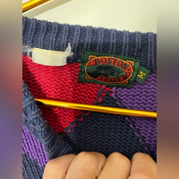 Vintage Boston Traders 1980s men’s sweater diamonds adult medium - Picture 6 of 9